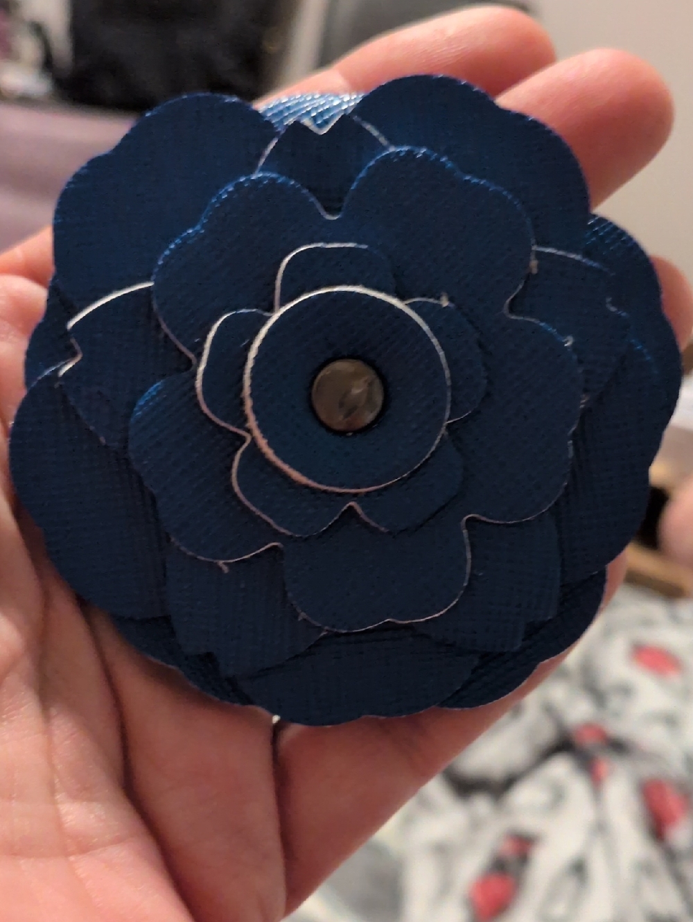 Handmade Blue Floral Leather Bag Charm (Made From Michael Kors Leather)